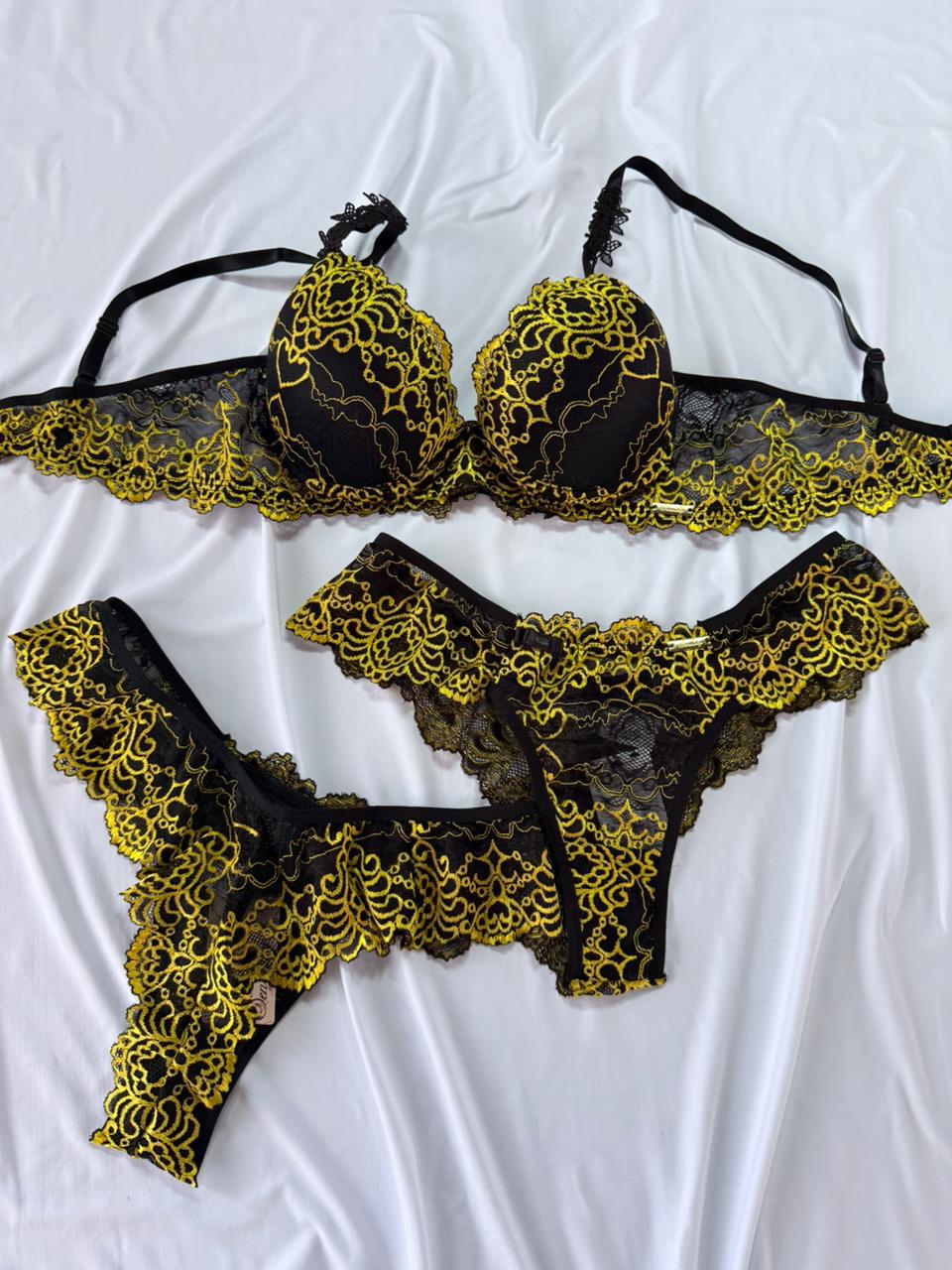 Conjunto Rendado Bicolor