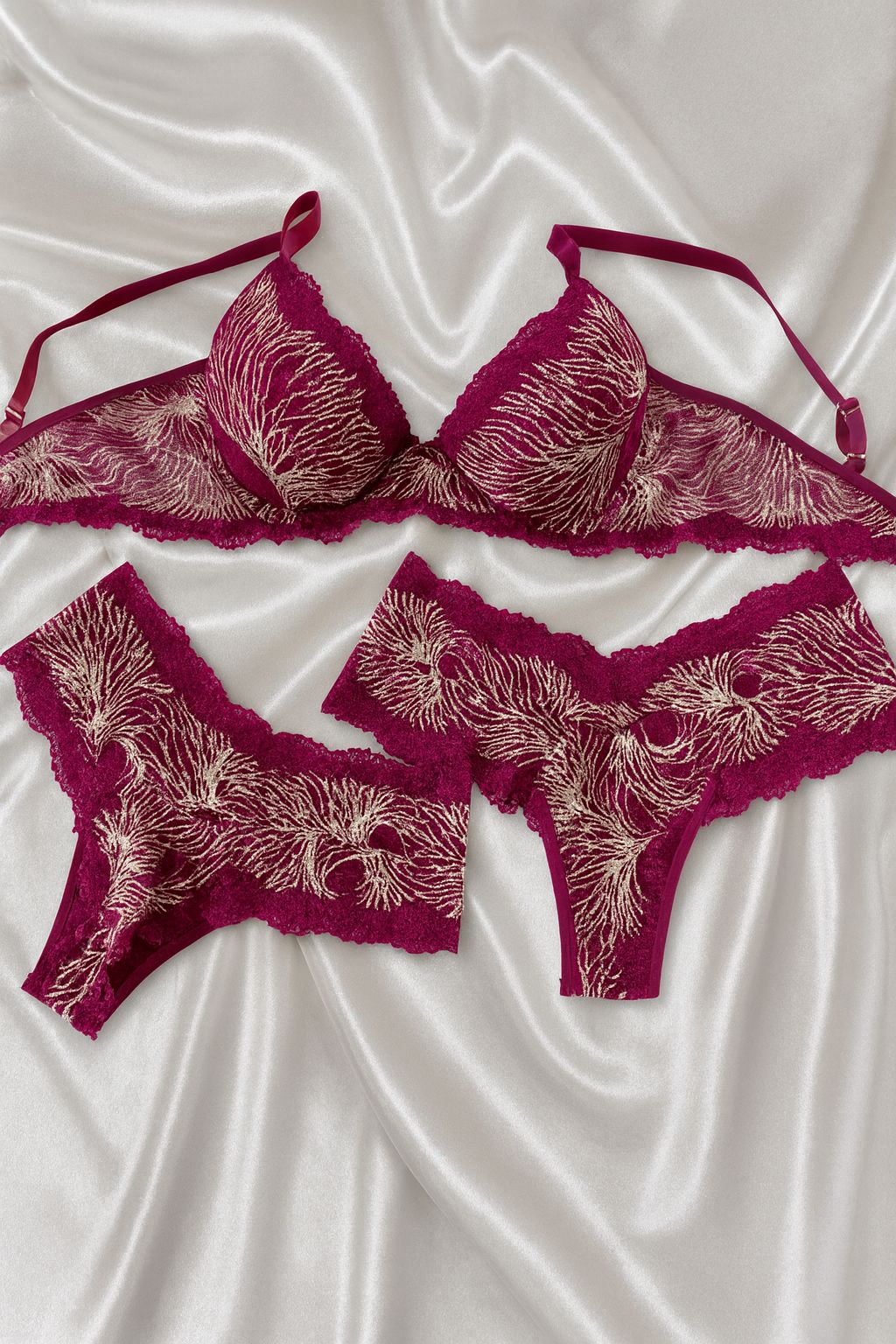 Conjunto Rendado Bicolor