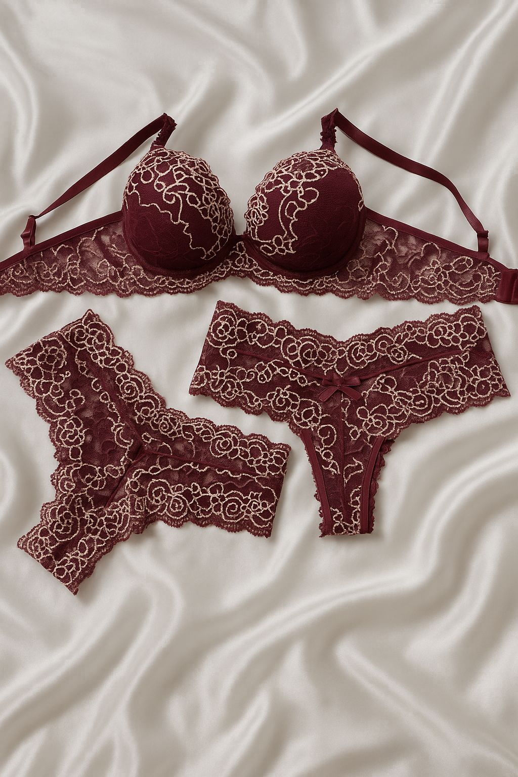 Conjunto Rendado Bicolor