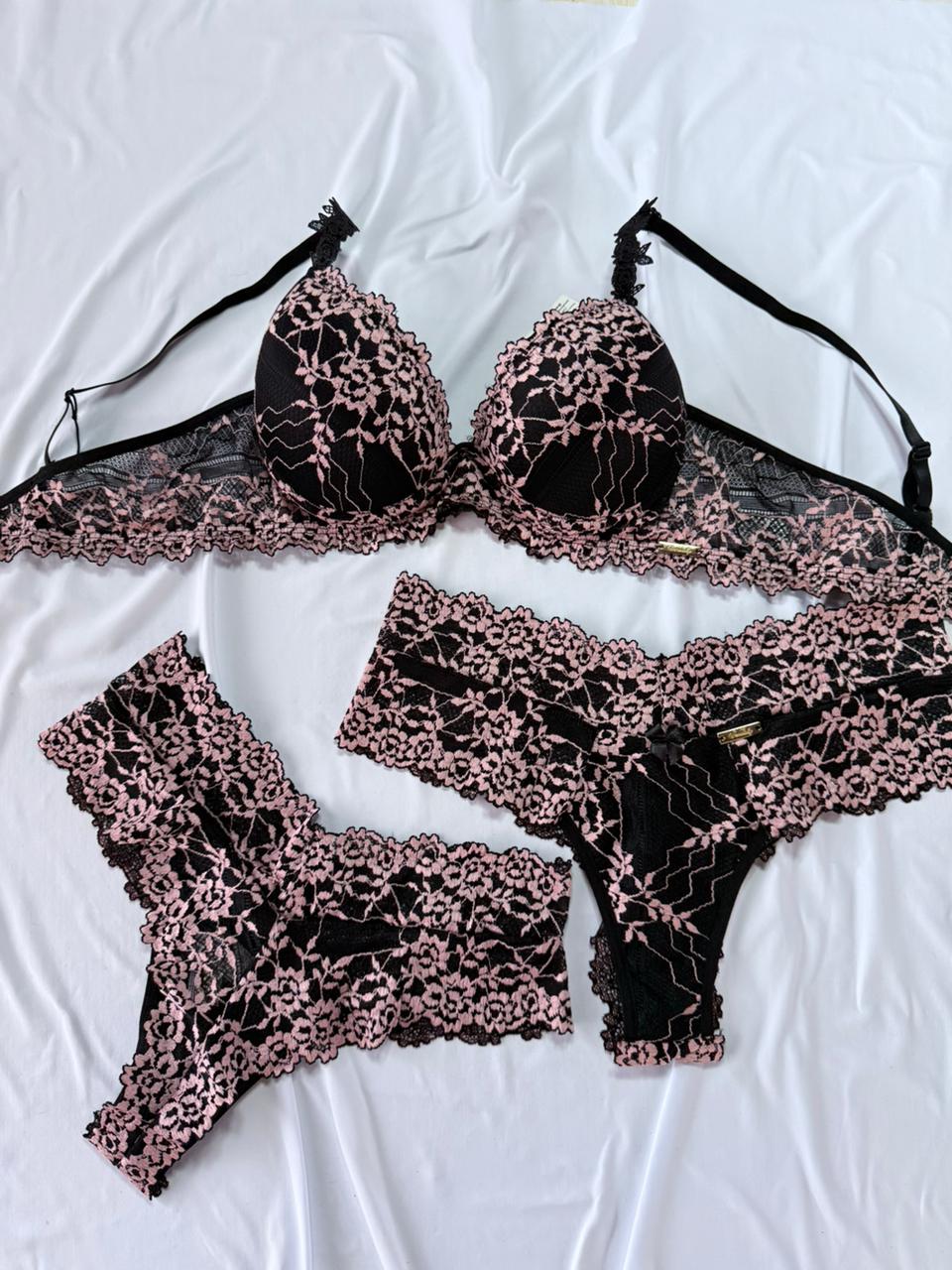 Conjunto Rendado Bicolor